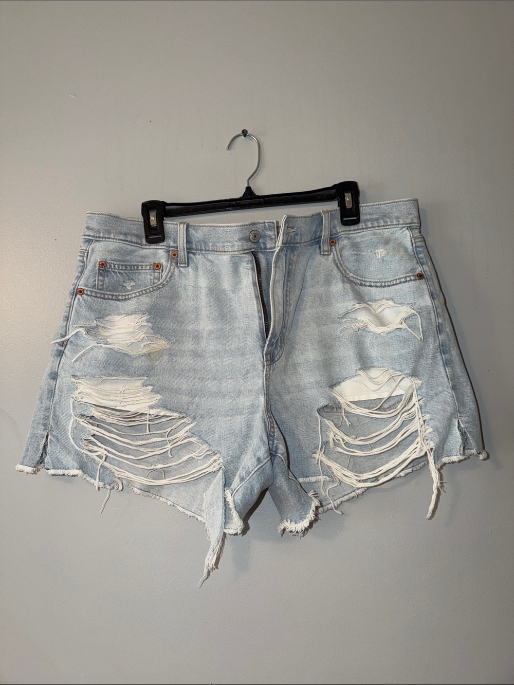 American Eagle Outfitters Light Blue Distressed Denim Cutoff Shorts